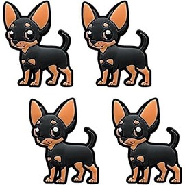 Newbloam Black Chihuahua Dog Shoe Charms;Black Chihuahua Charms for Clog Shoes Decoration Cute Puppy Pet Shoes Charm for Kids Adults Dog Lover, PVC Shoe Charm Accessories Decoration Gifts 4 Pcs