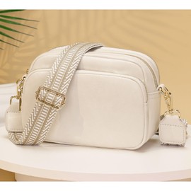 Paigtes Handtasche Damen Crossbody Bag Damen umhängetasche Damen mittelgroß Handytasche zum Umhängen mit Breitem Schultergurt u 4 fächern Weiß