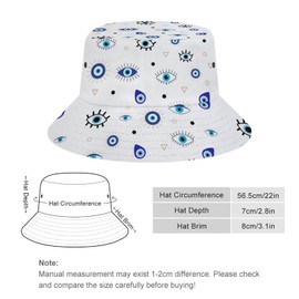 Evil Eyes Print Bucket Hat for Women Men, Novelty Fisherman Cap Sun Hat Travel Beach Outdoor Fashion Summer Accessories