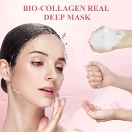 WAWJ Collagen Mask, Collagen Face Mask Set, Organic Collagen Real Deep Mask, Cloth Mask Set for Moisturising Anti-Wrinkle Agent Against Fine Lines (5 Pieces)