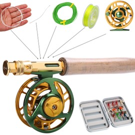 Sougayilang Fly Fishing Rod Reel Combo with Lightweight Portable Rod and Reel, Complete Starter Package (Green)