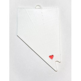 NEVADA STATE OUTLINE CARSON CITY RED HEART CUTOUT HANGING ORNAMENT USA PR244-NV