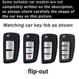 ontto Fit for Nissan Flip Key Fob Cover Case Protection and Decoration for Rogue Rogue Select Rogue Sport Sylphy Pulsar Sentra Remote Key Carbon Pattern Black