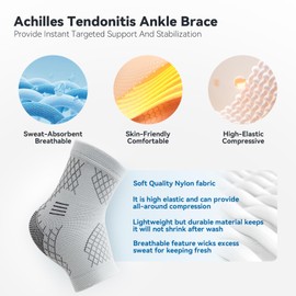 INDEEMAX 2 Pack Ankle Brace for Sprained Ankle, Arch Support Compression Sleeve Socks for Women & Men, Achilles Tendonitis Brace Wraps for Plantar Fasciitis, Foot Swelling Relief