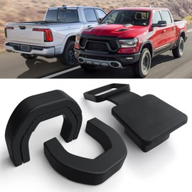Molosicars Towing Hook Cover for RAM 1500 Accessories 2019-2025, Paired with Customized 2-Inch Trailer Hitch Receiver Cover, not Easy to Fall Off (Black-Black)