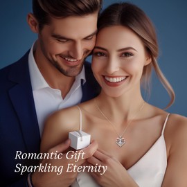 ANDSO Moissanite Heart Pendant Necklace for Women, 1-3 Carat,925 Sterling Silver Gold Plating Rose Flower Necklaces, Birthday Jewelry Gifts for Mom Wife Girlfriend Her