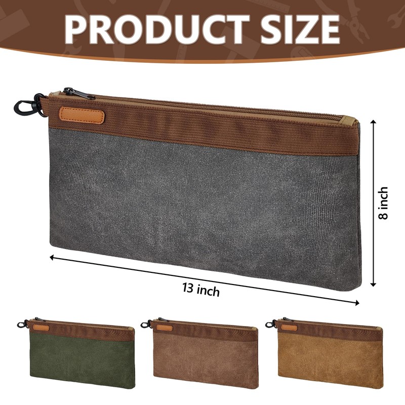 Waxed Canvas Tool Pouches Set,12 Inch Heavy Duty Tool Bags