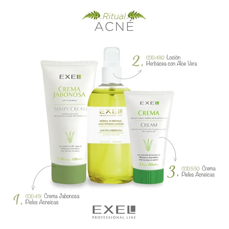 Kit Cremas Faciales Anti Acné Espinillas Ritual Exel