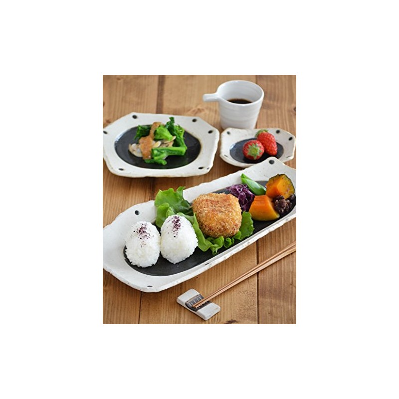 (Outlet Included) 和食 Charger Japanese Black Deformation Length Dishes