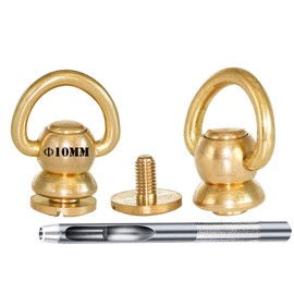 Brass Rivets Purse Ball Studs Rivets Nails Chicago Stud Screw 360 Rotatable D Ring Brass Rivets DIY Leather Collar Belt Handbag Shoes Case Motorcycle Furs Jeans Brass Rivets (Small D Ring, 2pcs)