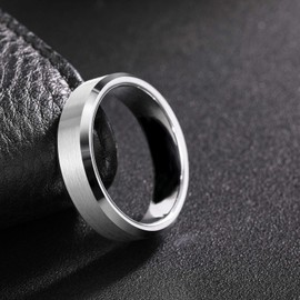 Frank S.Burton 6mm Silver Tungsten Carbide Ring for Him and Her Matte Promise Rings for Couples Size 5