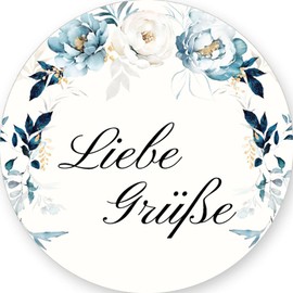 50 Stickers Love Greetings Flower Motif Round Diameter 4.5 cm Special Occasion Greetings Motif Stickers