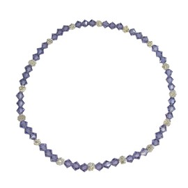 8.5" Petite Stretch Anklet (P92) ~ Sparkly Purple Crystal & Silver Tone Heishi Beads
