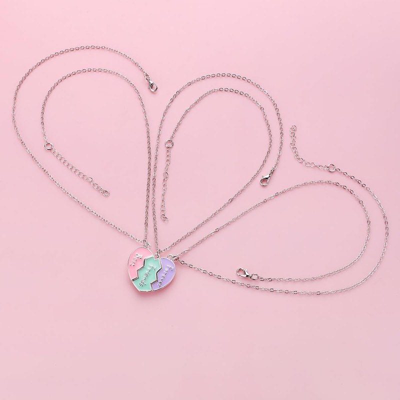 Saalort - Collares con colgante de corazón magnético para 3