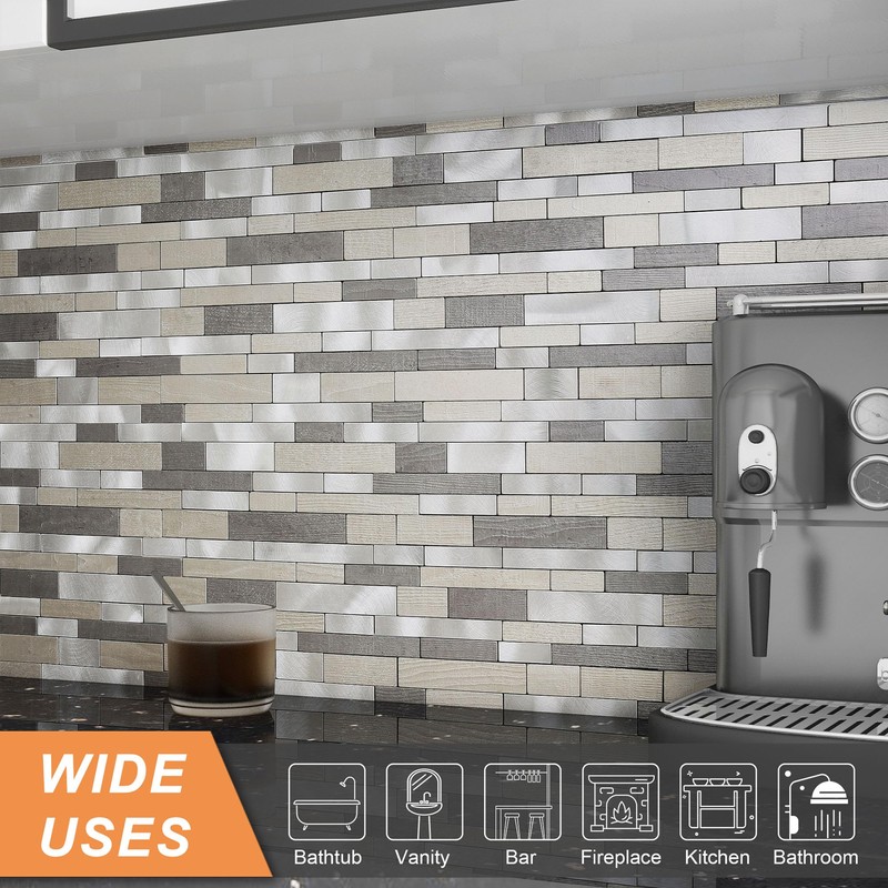 VAOVI Linear Mosaic Backsplash Peel and Stick Tile for Stove,Subway