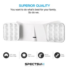 SPECTSUN 2 Packs Led Emergency Light White, Adjustable Square Head Emergency Led Light with Battery, White Emergency Light/Emergency Light Fixture/Emergency Exit Sign/Emergency Exit Light Remote Set