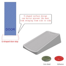 Premium Rubber Door Stop - Large Door Stopper Wedge,Anti-Slip Design, Automatically Fixed,Works On All Floor Types and Carpet Heavy Duty Door (2 Pack, Gray)
