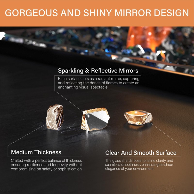 NUPICK 20 Pound Fire Glass, 1/2 Inch Reflective Fire Pit
