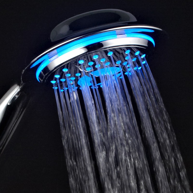 PowerSpa 4-Inch LED Handheld Shower Head with Air Jet LED