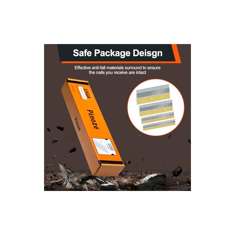 15 Gauge DA Angled Finish Nails, 34-Degree, 1200-Pack (2-1/2", 2",