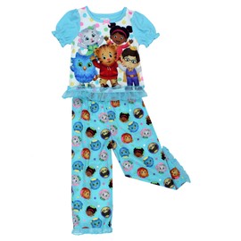 Daniel Tiger Toddler Girls Short Sleeve Poly Pajama Set (4T, Blue/Multi) (KY182292DA)