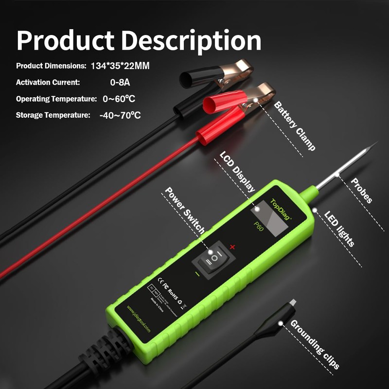 12 Volt Test Light Automotive, Power Circuit Probe Kit, 6V
