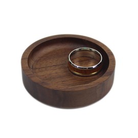 DSHOM Solid Walnut Wood Round Jewelry Display Tray Dish for Elegant Presentation of Your Finest Pieces, Perfect for Personal Use Men Gift