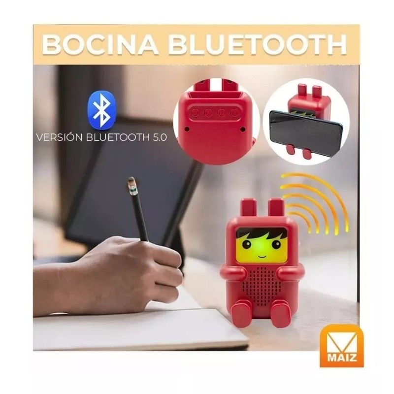 Maíz 3pzs Bocina Bluetooth Fm Recargable Luz Led Infantil Niños
