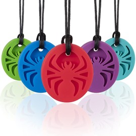 Collares sensoriales de araña masticables SOSKYGELO, paquete de 5 collares sensoriales masticables para niños autistas, diseñados para masticar, juguete sensorial para dentición para autismo