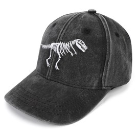 QKURT Boys Baseball Cap Sun Hat Summer Sports Cap UV Protection Adjustable Trucker Hat Dinosaur Pattern for Kids Age 3-8 Years, darkgray