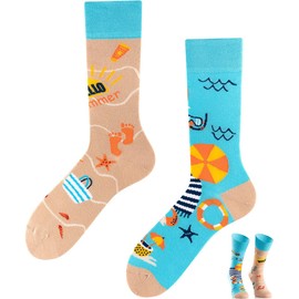 Todo Colours Funny Socks with Motif, Multicoloured, Colourful, Crazy for the Joy of Life - Summer Time, size: 35-38