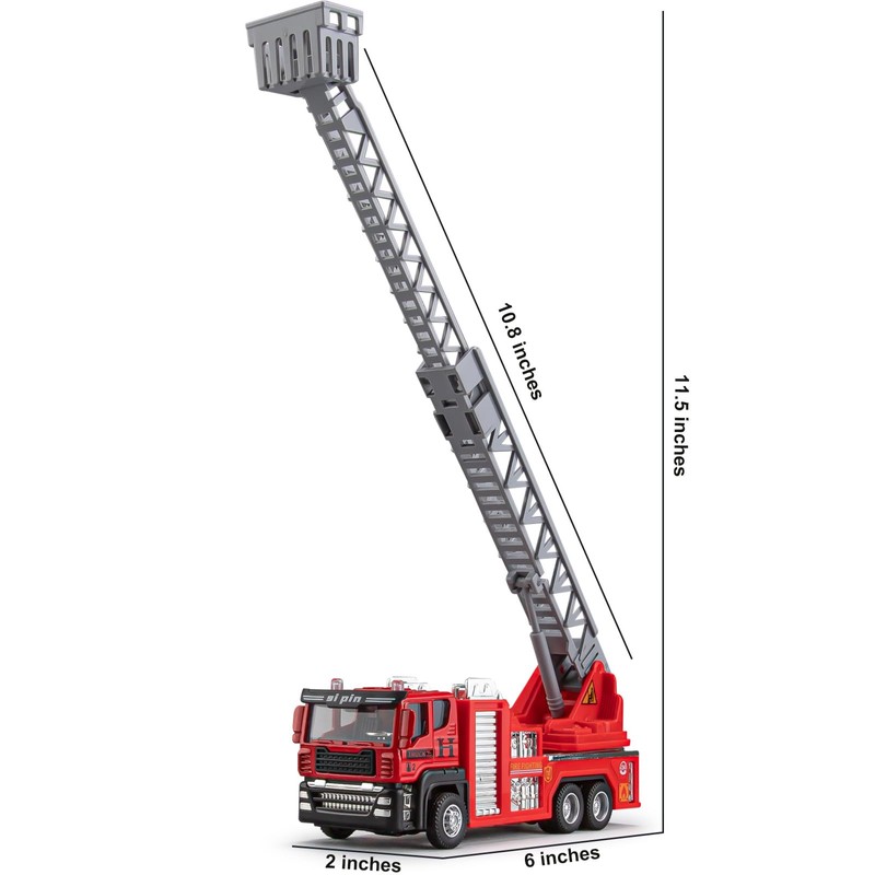 TAKGUD 4 Packs Metal Fire Trucks Playsets, Mini Friction Powered