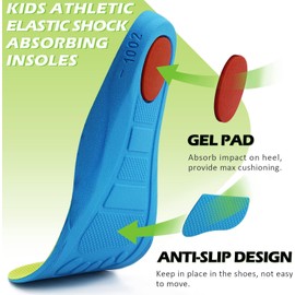 Ailaka Kids Orthotic Athletic Elastic Shock Absorbing Insoles, Comfortable Arch Support Sports Inserts for Running Walking