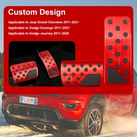BOYUER for Jeep Grand Cherokee/Dodge Durango 2011-2021/ Journey 2011-2020 2PCS Aluminum Anti-Slip No Drilling Brake and Gas Accelerator Pedal Pad Cover Interior Decoration Accessories (RED)