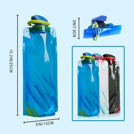 Zzcy Foldable Water Bottle, 700 ml, Pack of 3, Reusable Water Bottles, BPA-Free, Flexible, Collapsible Water Bag, Drinking Bottle for Hiking, Adventure, Travel, Unisex Adult (Black, White, Blue)