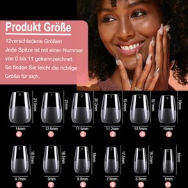 XIAOHEBAN Nail Tips for Gel Nails Short Ballerina 600 Pieces Nail Tips Ballerina Soft Gel Press On Nails Short Pre-Shaped Full Cover Nail Tips Soft Gel Tips Artificial Nail for Nail Art DIY 12 Sizes