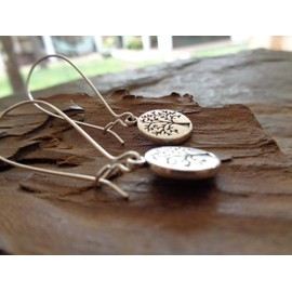✿ Ethnic forest tree of life disc ✿ long hook earrings