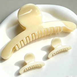 Claw Clips Set for Standard Thick Hair, 5.0" Big Claw Clip & 1.9" Mini Bangs Clip, Cute Octopus Head Jaw Clips, Double Non-Slip Teeth (8 + 8), Strong Hold, Hair Accessories for Women & Girls