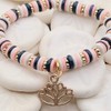 Polymer Clay and Snow Jade Heishi Bead Stretch Bracelet -
