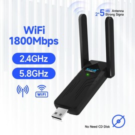 USB WiFi 6 Adapter for PC – Desktop Wireless Network Adapter with 2.4GHz & 5GHz High-Gain Dual-Band 5dBi Antenna, Compatible with Win11/10/7 - type: Mini version