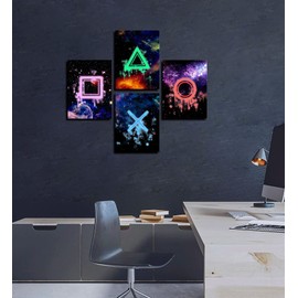 Decoración de pared para sala de juegos, decoraciones divertidas de juegos, impresiones en lona, decoraciones de habitación de niños, botones de videojuegos, pósteres, imágenes para niños, recámara, sala de juegos, pinturas enmarcadas listas para colgar