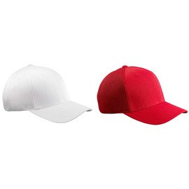 Flexfit 6533 Ultrafibre & Airmesh Fitted Cap, Set of White / Red Sets - Small/Medium