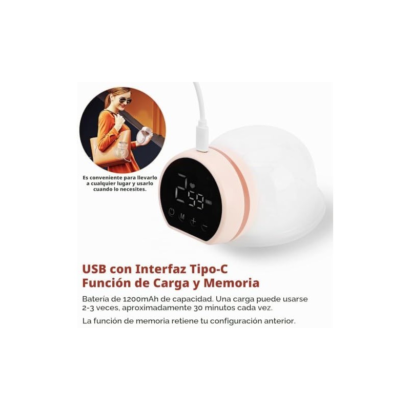 Topretty Extractor de leche portátil eléctrico, extractor de leche materna