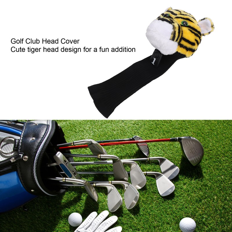 Golf Club Head Cover Plush Nylon Cute Tiger Head Protective
