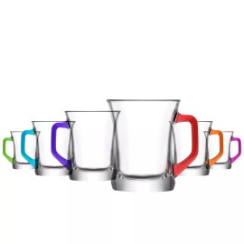 Lav Glass Tea Mugs Set of 6, Coffee Tea Espresso Cups, 7.6 Oz