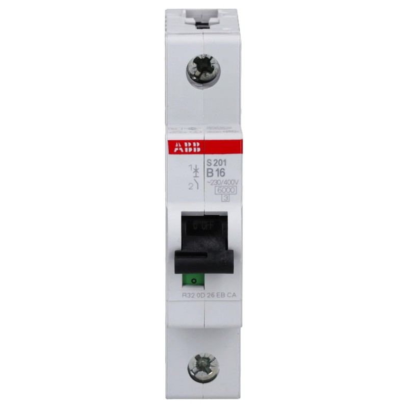 ABB S201-B16 Miniature Circuit Breaker, 1 Pole, Type B, 6/10kA