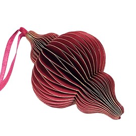 Christmas Pendant 3D / Oblong Paper / Premium Quality / Paper Pendant - Christmas Decoration 8 cm in Maroon / Pajoma