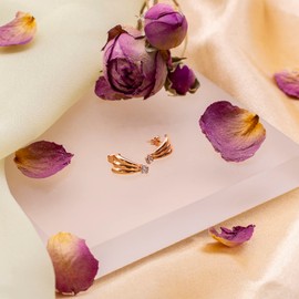 Carissima Gold 9ct Rose Gold Fan and Cubic Zirconia Stud Earrings