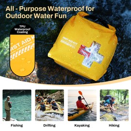 RHINO RESCUE Waterproof Boat First Aid Kit, Lightweight Boat Accessories Dry Bag, Emergency Marine Survival Supplies for Outdoor Kayak, Fishing, Floating, Swimming, Beach & Camping (Orange)