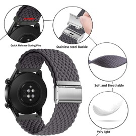 Issinlky Nylon watchband for Gloryfit Smart Watch P66/P66D/P72/P95, 22mm Braided Adjustable Strap for Veryfit IDW19/IDW13/IDW16/IDW18, TUYOM LW36, H1/D1,T50S,Y6, YB54, G39, AGPTE LW11 Smart Watch